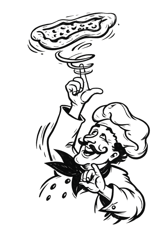 Pizzamann som spinner en varm pizza